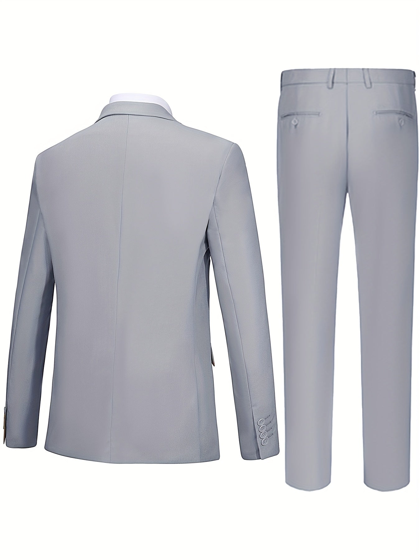 Men'S 3pcs Business Style Suit, Two Button Lapel Jacket Vest Trouser Set Solid Color Wedding Business Tuxedo Suit