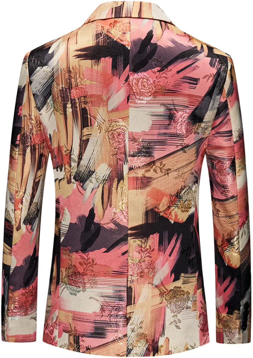Men's Notch Lapels Fashion Color Graffiti Suit