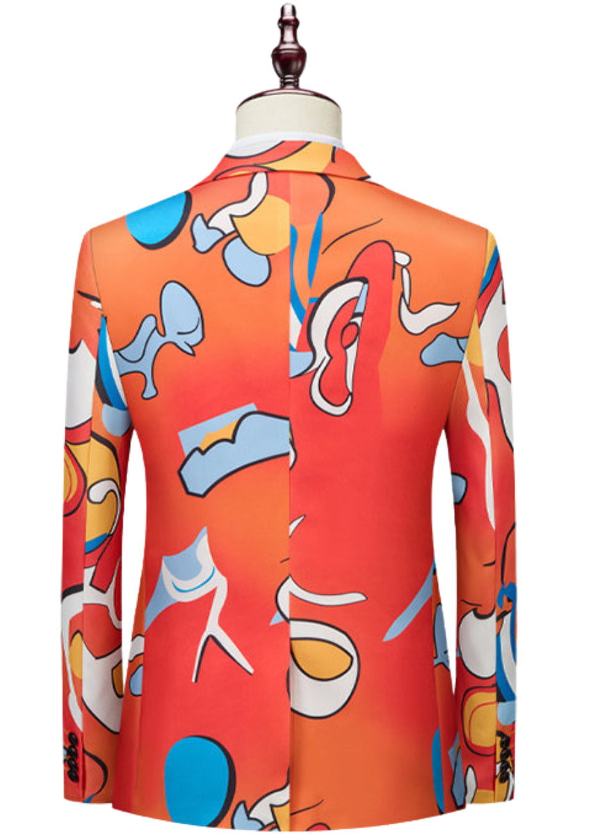 Men’s Abstract Graffiti Two-Piece Orange Suit