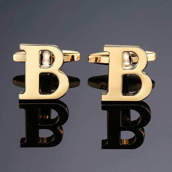 26 Dimensional Letter Style Cufflinks Gold