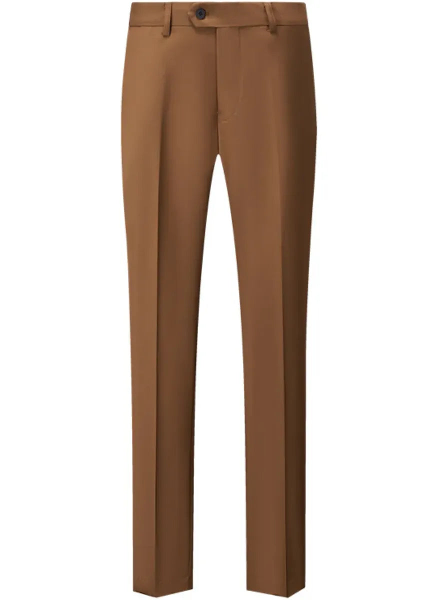 Men's Classic Brown Suit Pants Slim Fit Formal Trousers