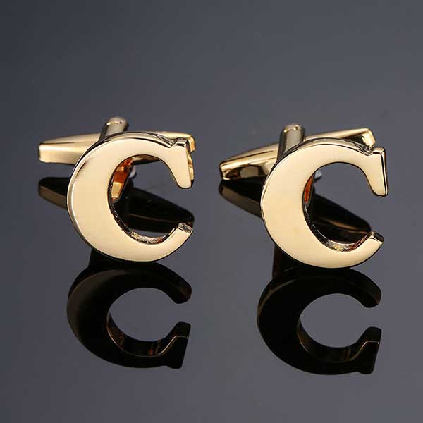 26 Dimensional Letter Style Cufflinks Gold