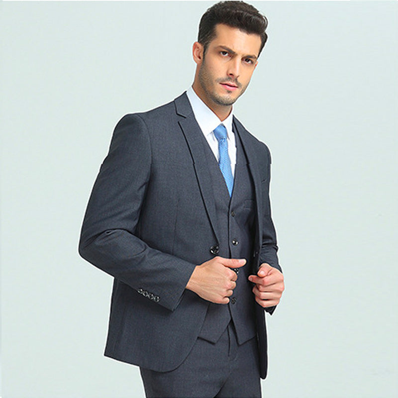 Men's 3-Piece for Groom One Button Dark Gray Suit