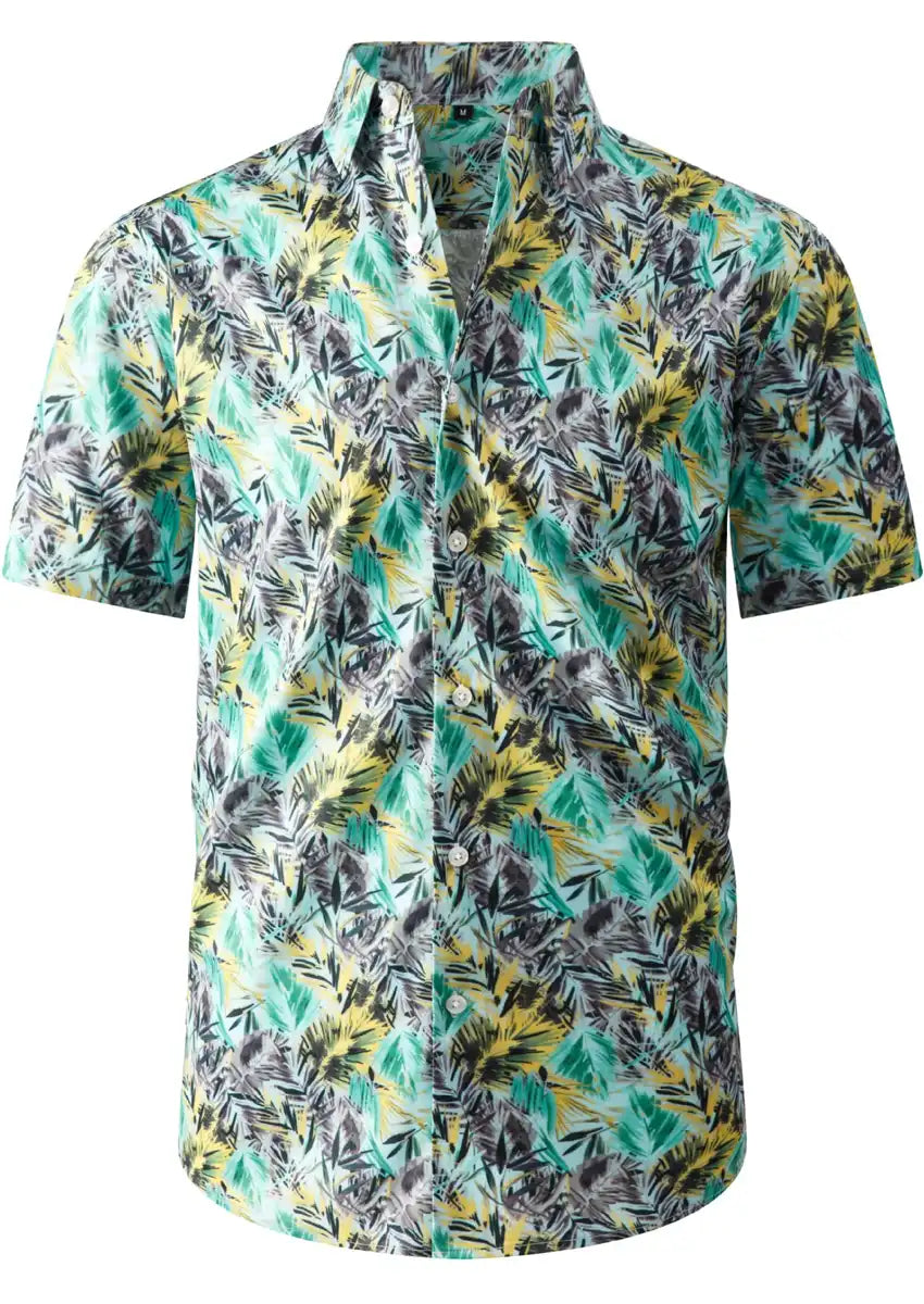 Men's Short Sleeve Hawaiian Shirt Wrinkle-free and Breathable Fresh Green