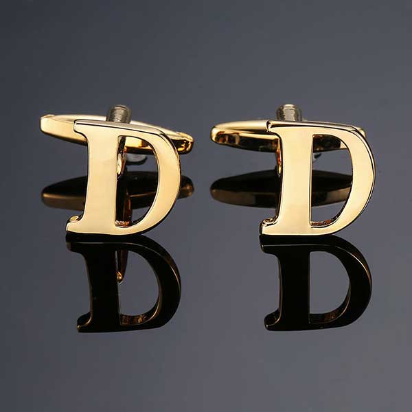 26 Dimensional Letter Style Cufflinks Gold