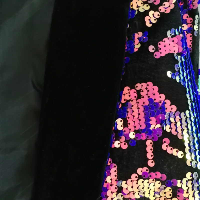 Men's 2-Piece Reversible Gradient Full Sequin Velvet Purple Tuxedo for Prom