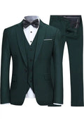 Men's 3-Piece Dark Green Suit Stylish One Button