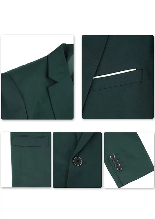 Men's 3-Piece Dark Green Suit Stylish One Button