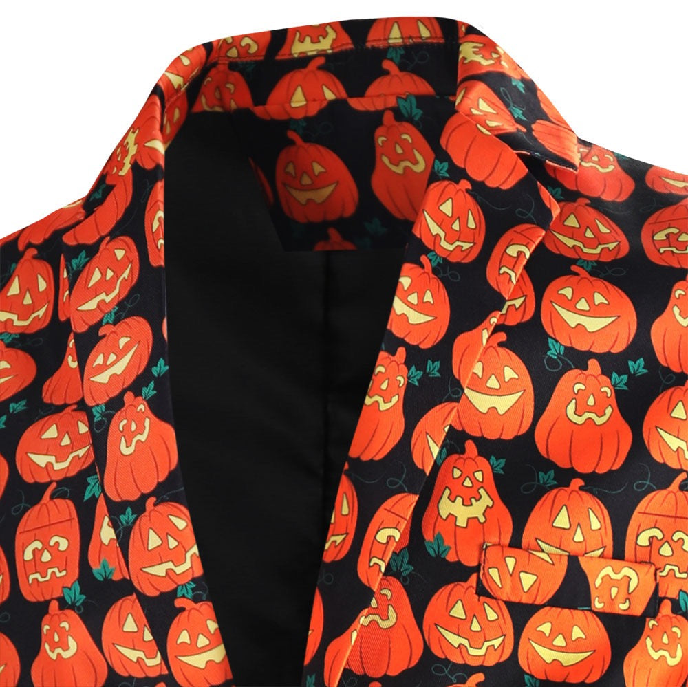Men's 3-Piece Halloween Funny Pumpkin Pattern Suit