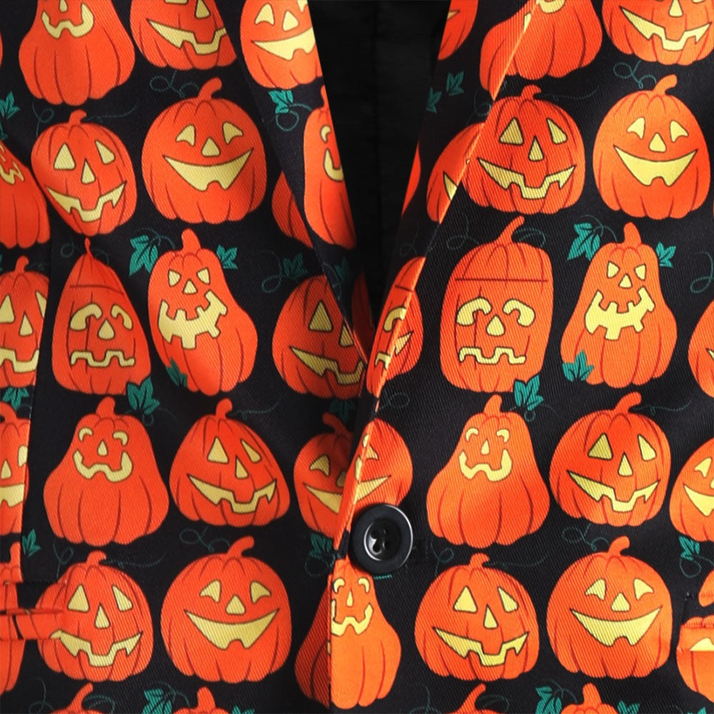 Men's 3-Piece Halloween Funny Pumpkin Pattern Suit