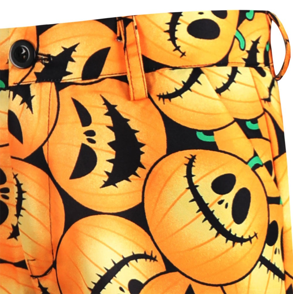 Men's 3-Piece Halloween Angry Pumpkin Pattern Suit