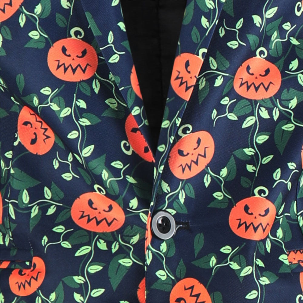 Men's 3-Piece Halloween Cute Pumpkin Pattern Suit