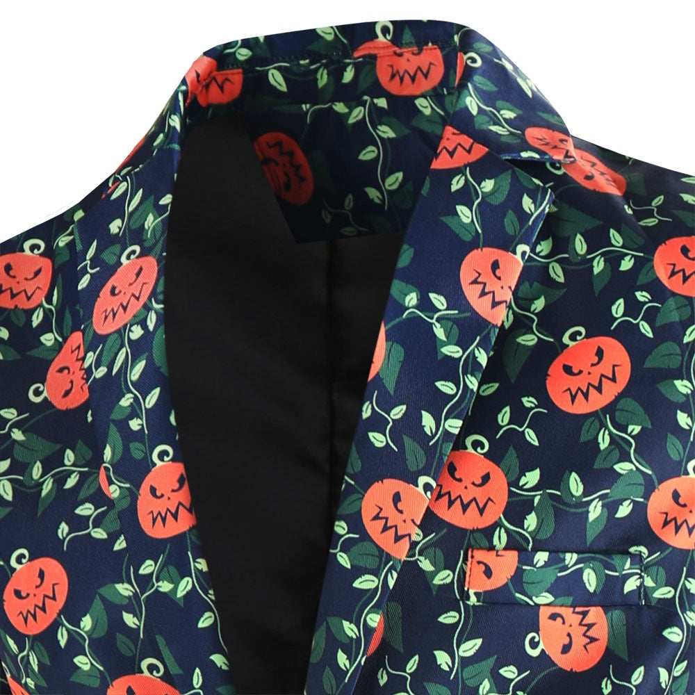 Men's 3-Piece Halloween Cute Pumpkin Pattern Suit