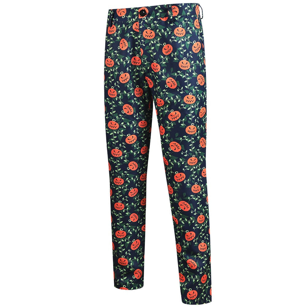 Men's 3-Piece Halloween Cute Pumpkin Pattern Suit