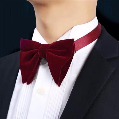 Mens Pre-Tied Oversized Velvet Bow Tie