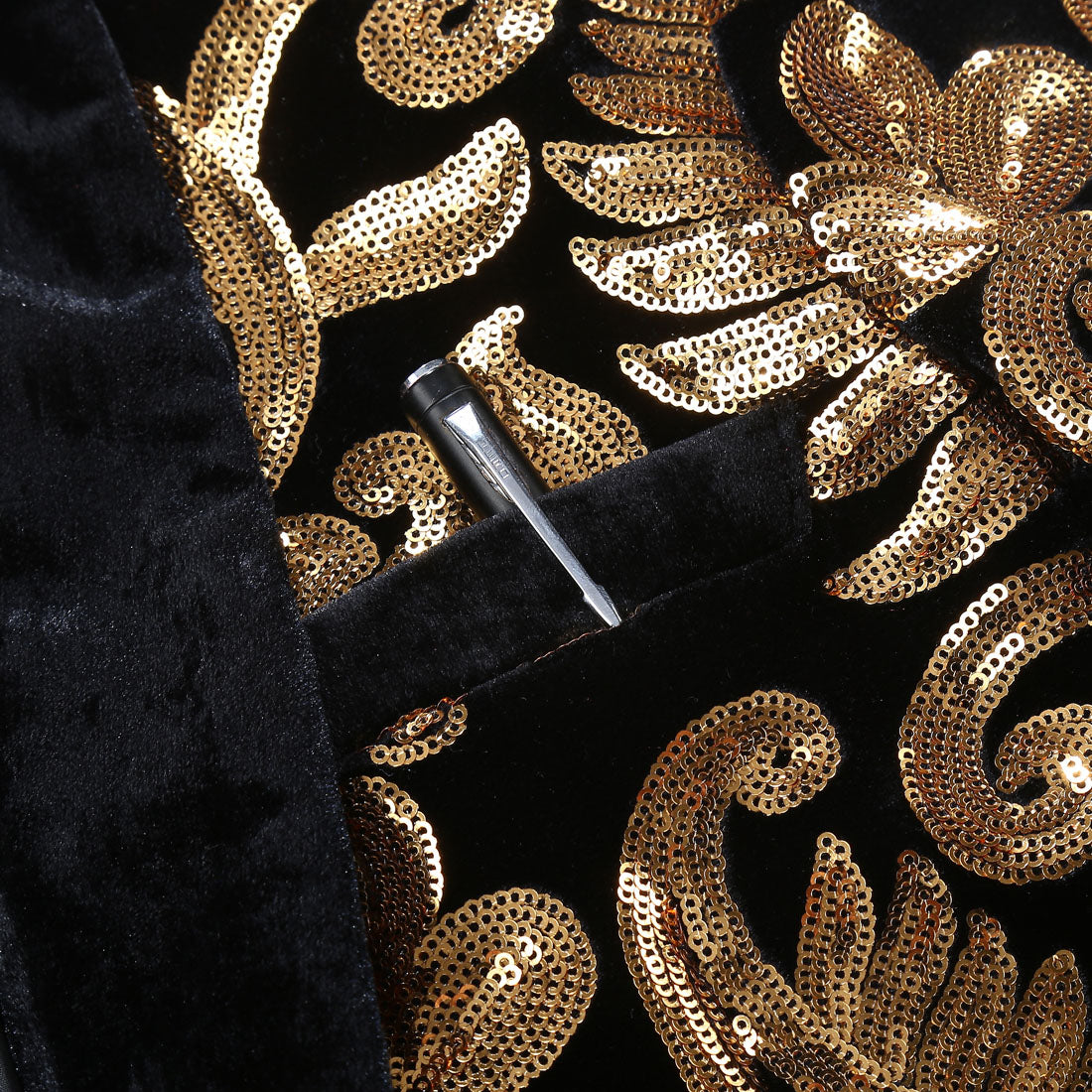 Men's Golden Blossom Black Sequin Tuxedo Jacket