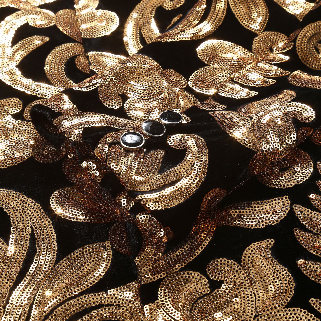 Men's 2-Piece Golden Blossom Black Sequin Tuxedo Jacket