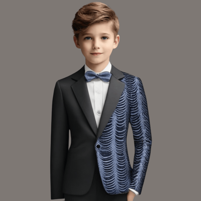 Boy's 2-Piece Silver Sequin Water Ripples Black Dress
