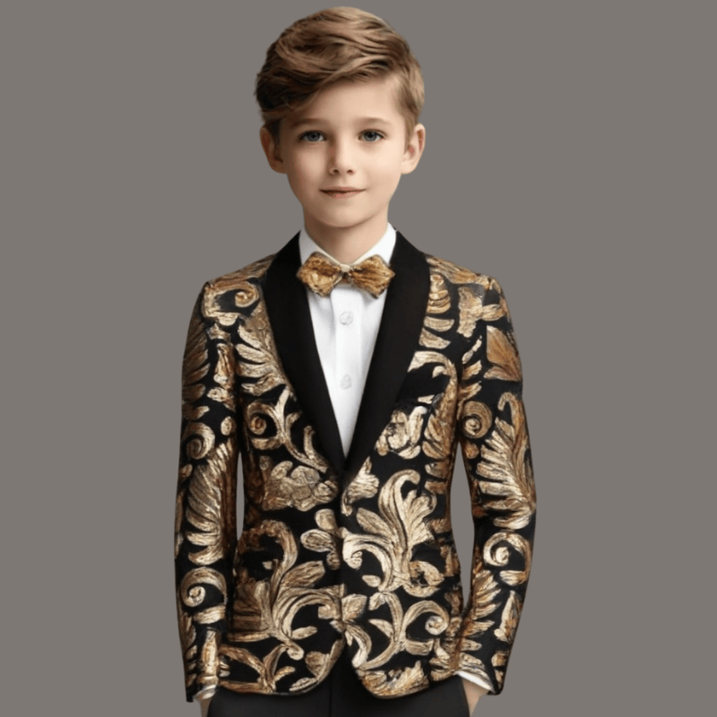 Boy's 2-Piece Black Sparkle Floral Sequin Dress