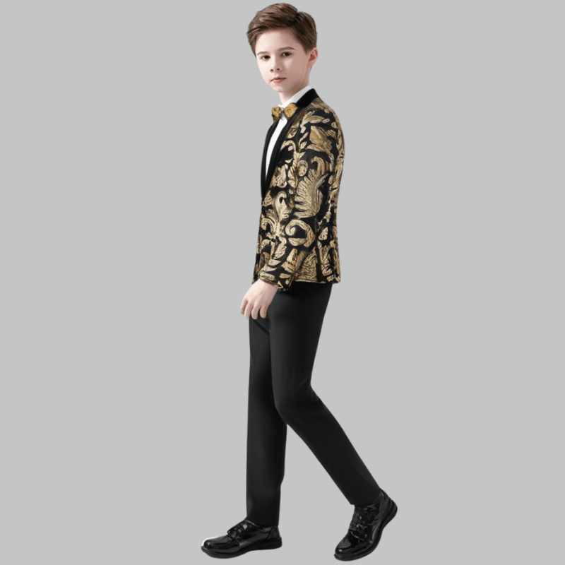 Boy's 2-Piece Black Sparkle Floral Sequin Dress