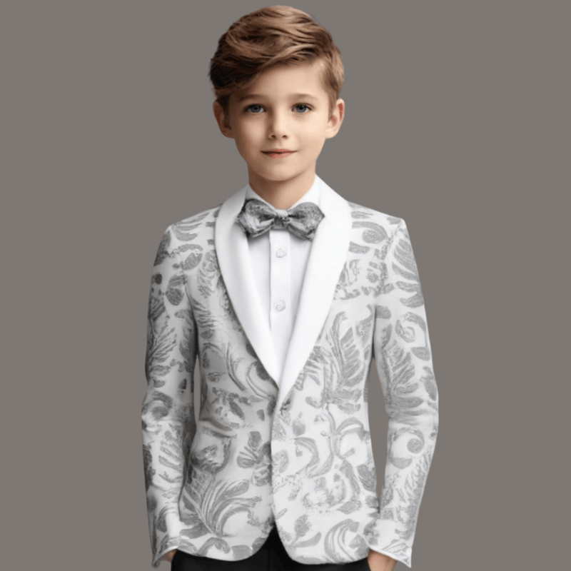 Boy's 2-Piece  White  Sparkle Floral Sequin Dress