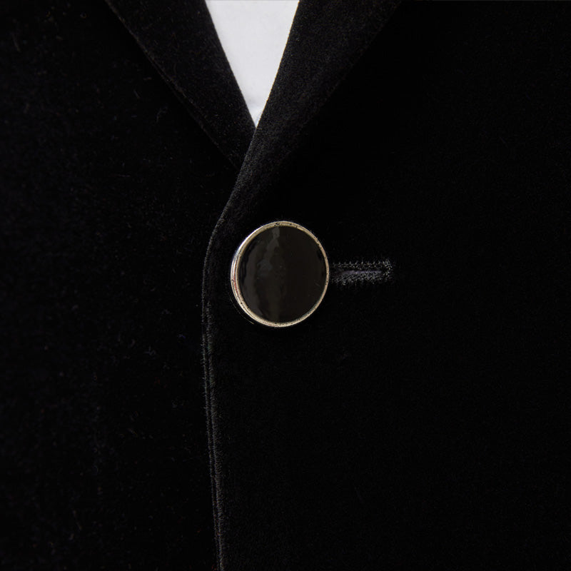 Mens 2-Piece Gold Embroidered Velvet Black Dinner Jacket