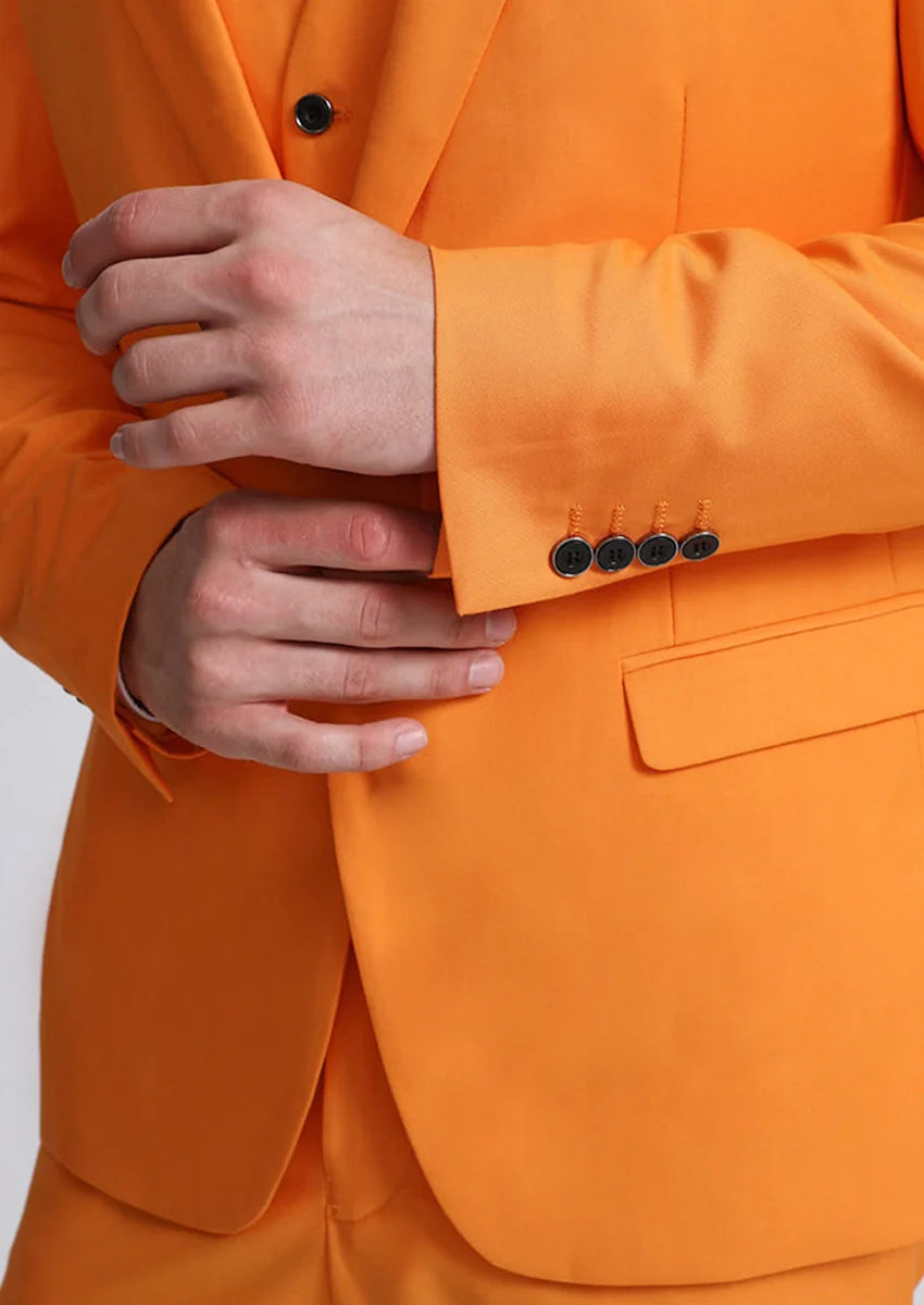 Men's 3-Piece Classic One Button Orange Suit