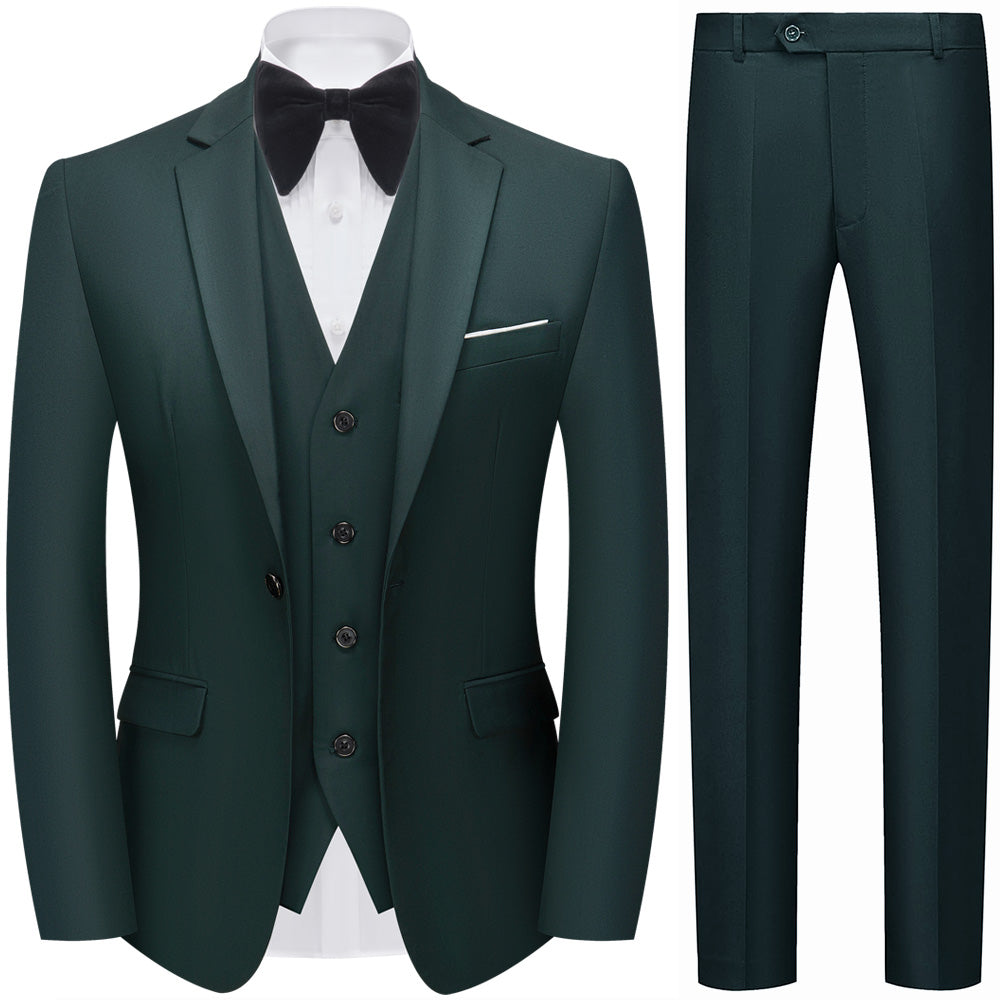 Men's 3-Piece Emerald Green Suit Stylish One Button