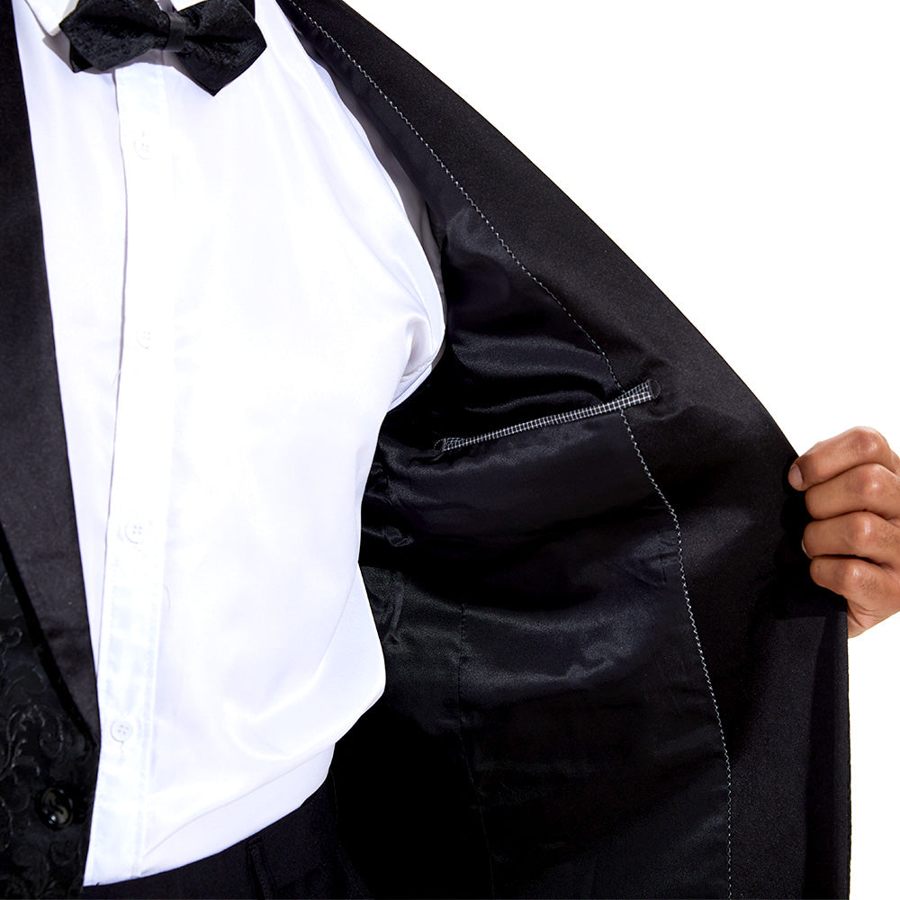 Men's 2-Piece Jacquard Embroidery Paisley Black Tuxedo