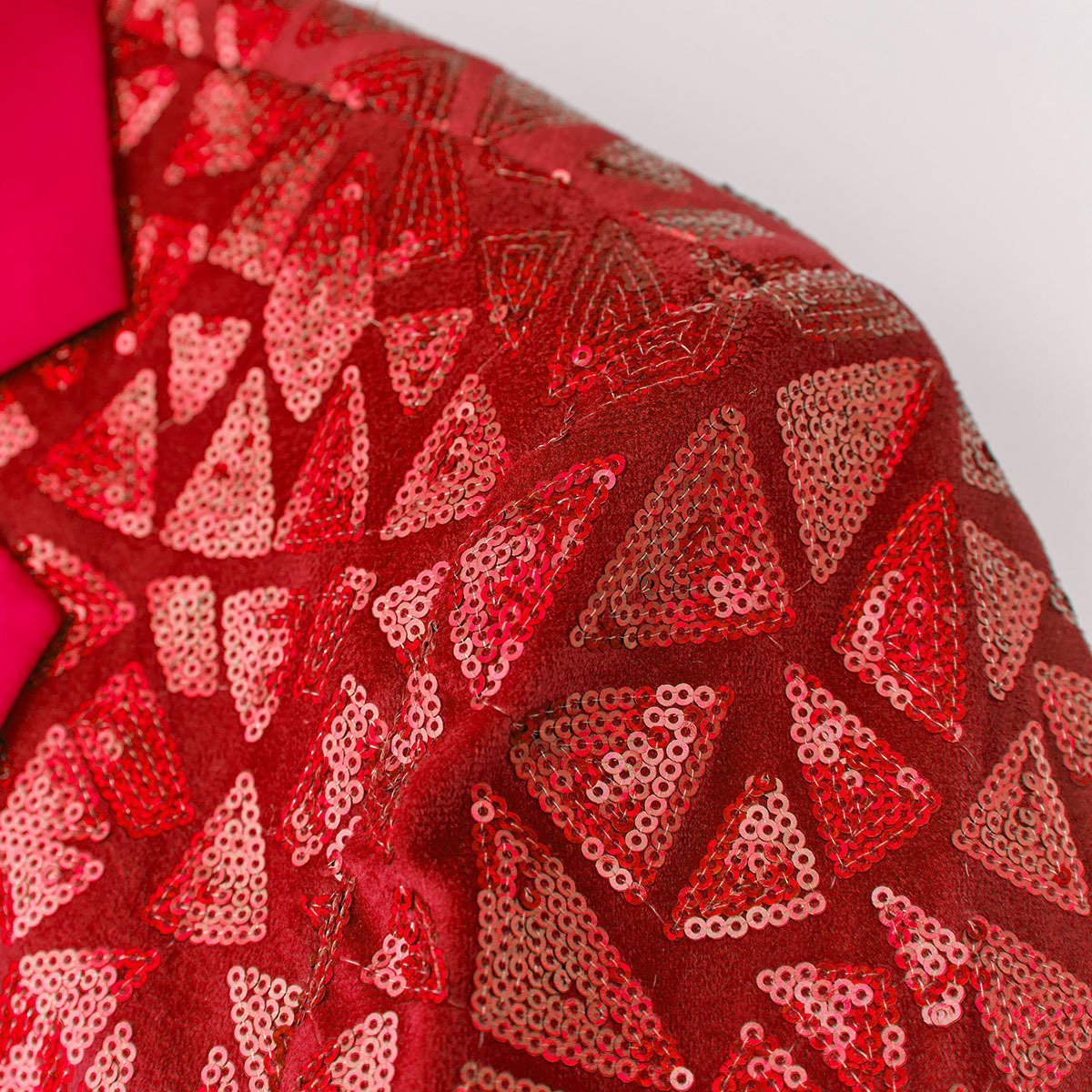 Men's Sequin Geometric Mosaic Red Blazer