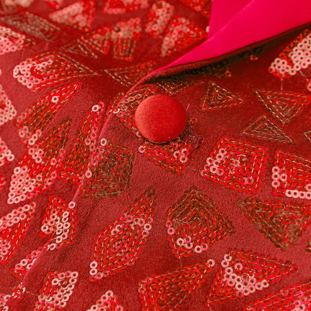 Men's Sequin Geometric Mosaic Red Tuxedo