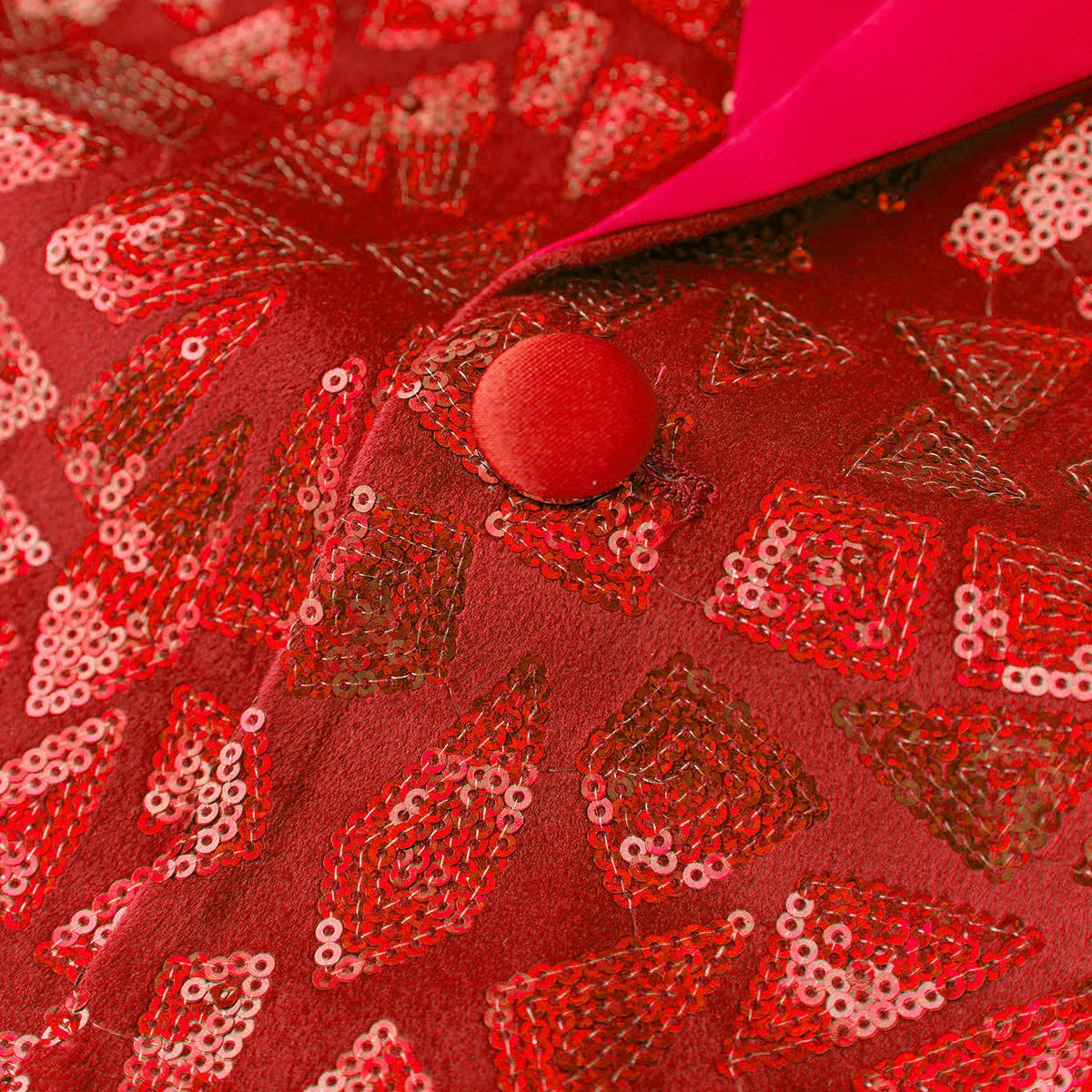 Men's Sequin Geometric Mosaic Red Tuxedo
