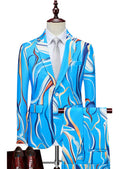 Men’s 2-Piece Baby Blue Abstract Print Suit Set