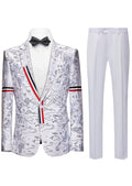 Men's 2-Piece British Style Graffiti Print White Jacket