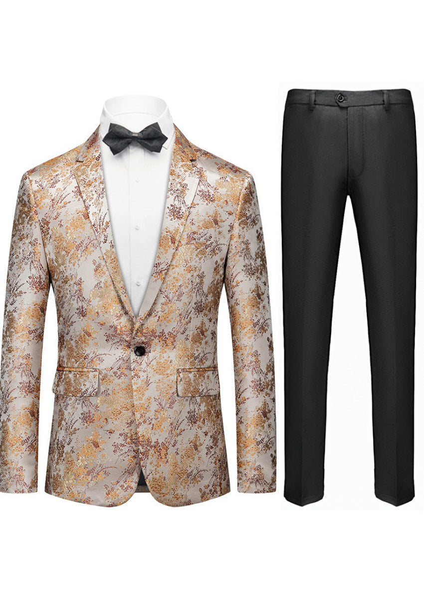 Men's 2-Piece Gilded Gold Single-Button Casual Tuxedo
