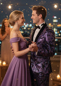 Men's 2-Piece Reversible Gradient Full Sequin Velvet Purple Tuxedo