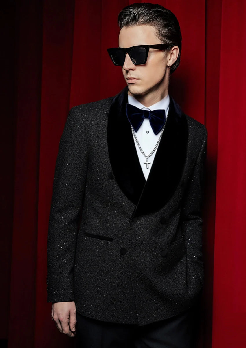 Men's 2-Piece Starry Black Smoking Tuxedo