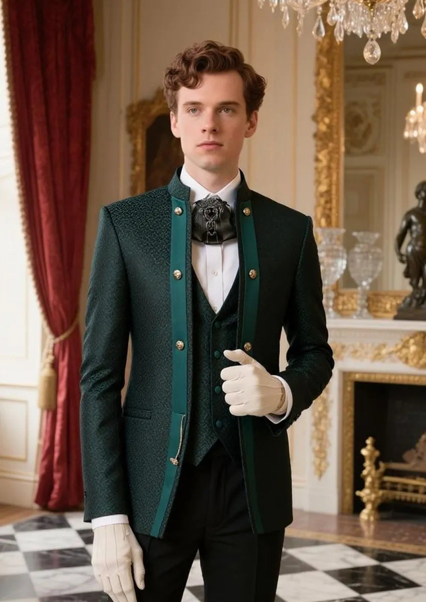 Men_s_3-Piece_Traditional_Collar_Green_Paisley_Fitted_Suit