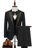 Men’s Black 3-Piece Hotfix Crystal Peak Lapel Tuxedo Set
