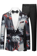 Men's Black and White Graffiti Blazer Accented with Orange Streaks