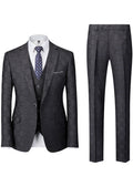 Men’s 3-Piece Slim Fit Classic Black Subtile Plaid Suit