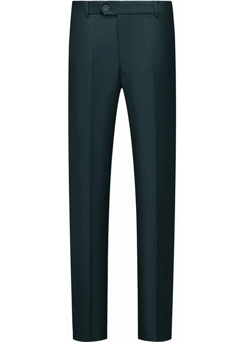 Men's Dark Green Suit Pants Slim Fit Formal Trousers