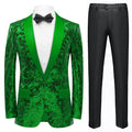 Men's Exquisite Shawl Lapel Floral Sequin Green Tuxedo Jacket