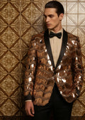 Men's Fashion Fringed Sequin Tassels Rose Gold Blazer