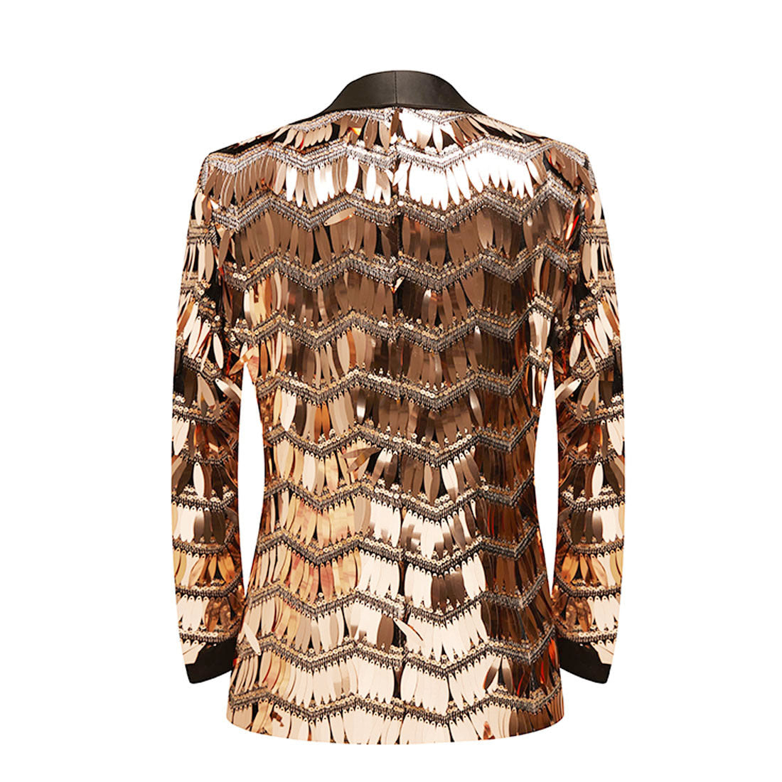 Men's Fashion Fringed Sequin Tassels Rose Gold Blazer