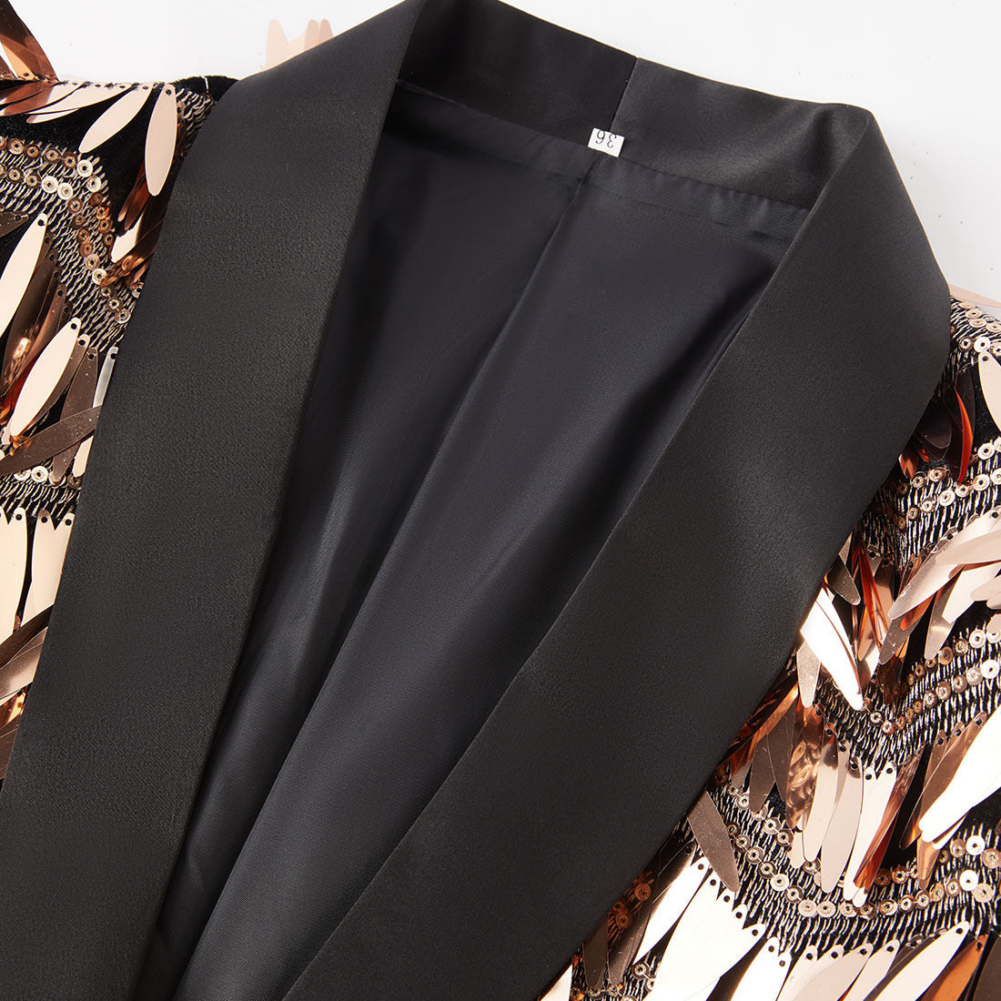 Men's Fashion Fringed Sequin Tassels Rose Gold Blazer