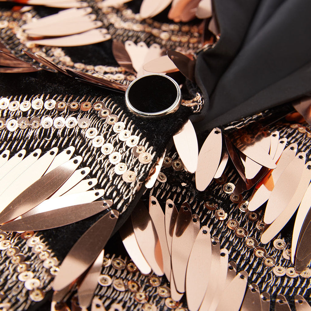 Men's Fashion Fringed Sequin Tassels Rose Gold Tuxedo