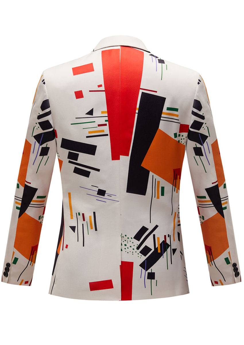 Men's Fashionable Geometric Patchwork Print Blazer
