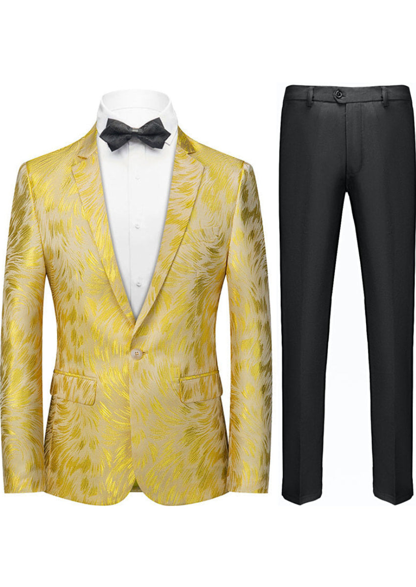 Men's Gold Plume Jacquard Tuxedo Jacket