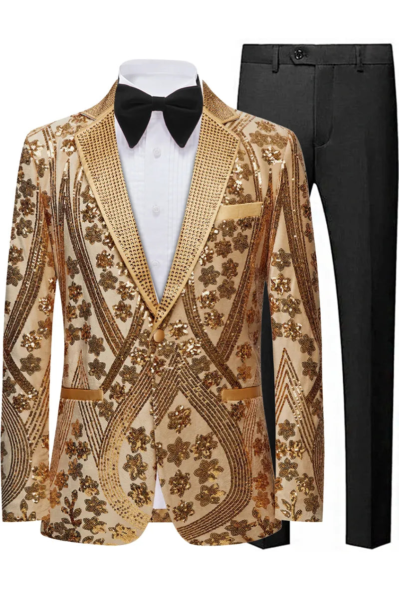 Men's  Sequin Six-pointed Star Golden Luxury Jacket
